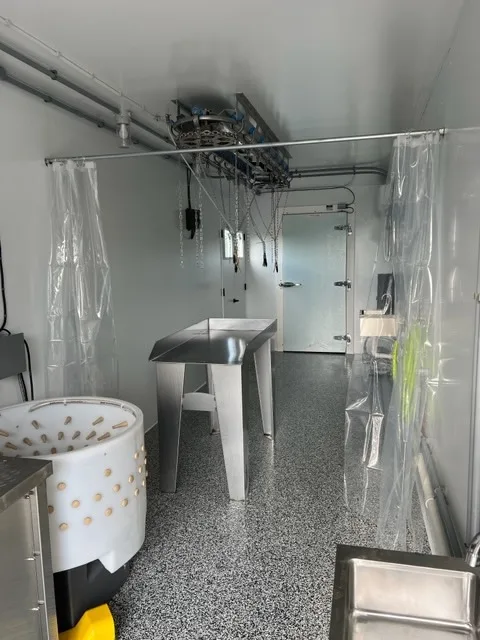small scale poultry processing equipment container interior