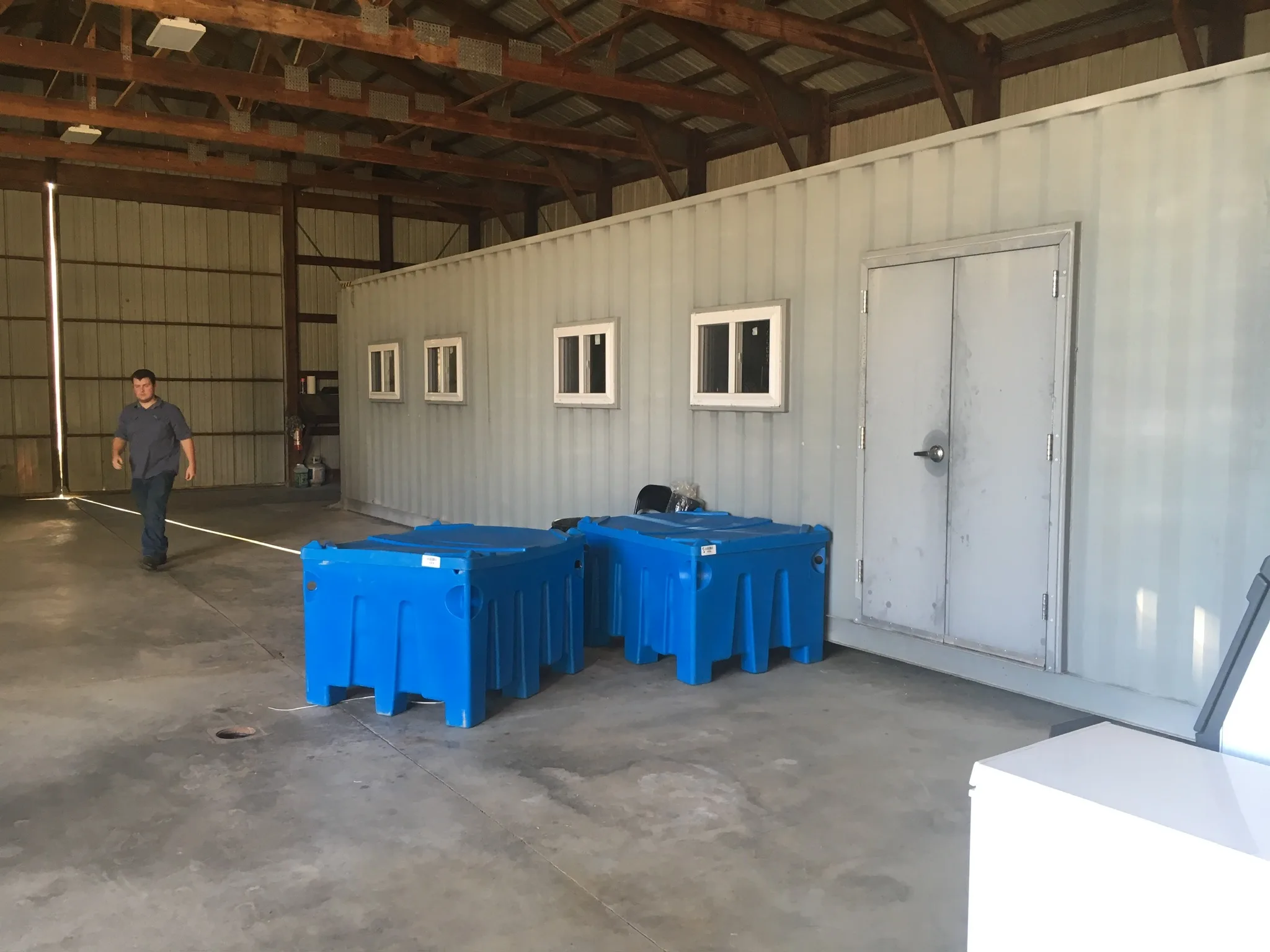 shipping container chicken slaughterhouse exterior